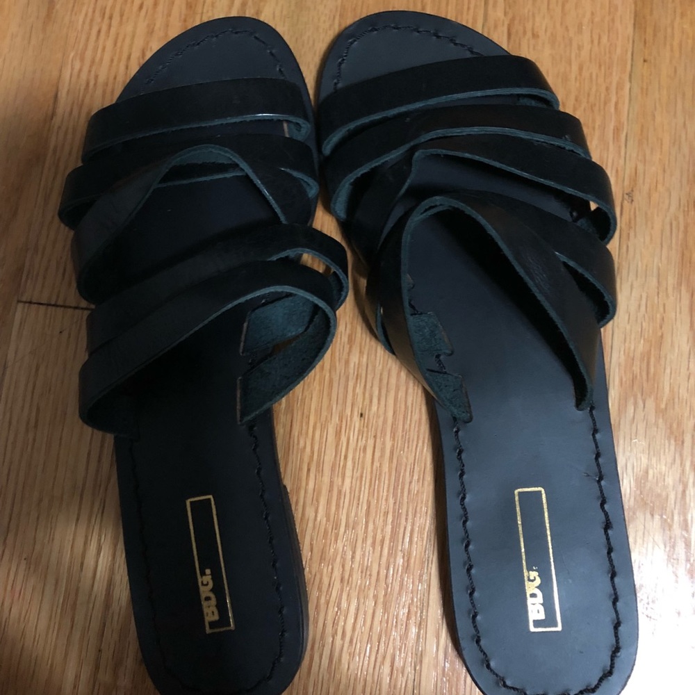 Bdg black slip on sandals